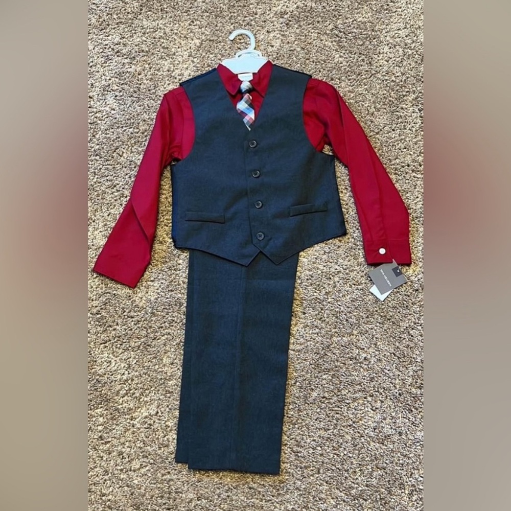 Red and Gray Boys' Suit Set